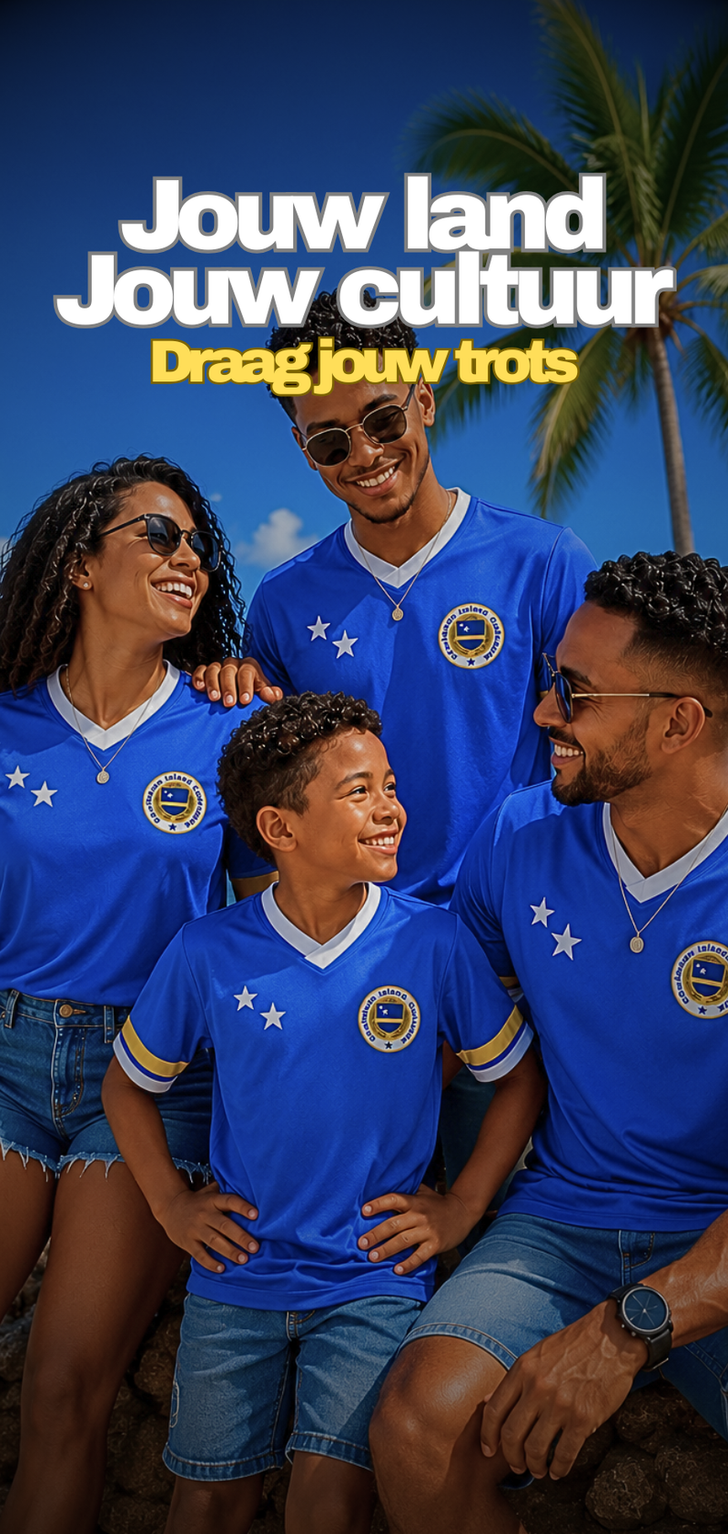 Curacao blauw fanshirt - Het WK begint in jouw shirt