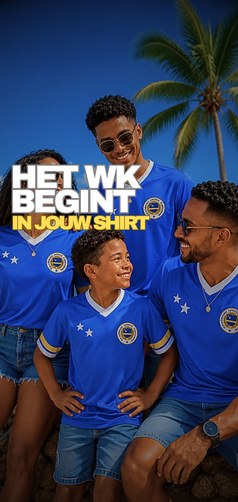 Curacao blauw fanshirt - Het WK begint in jouw shirt